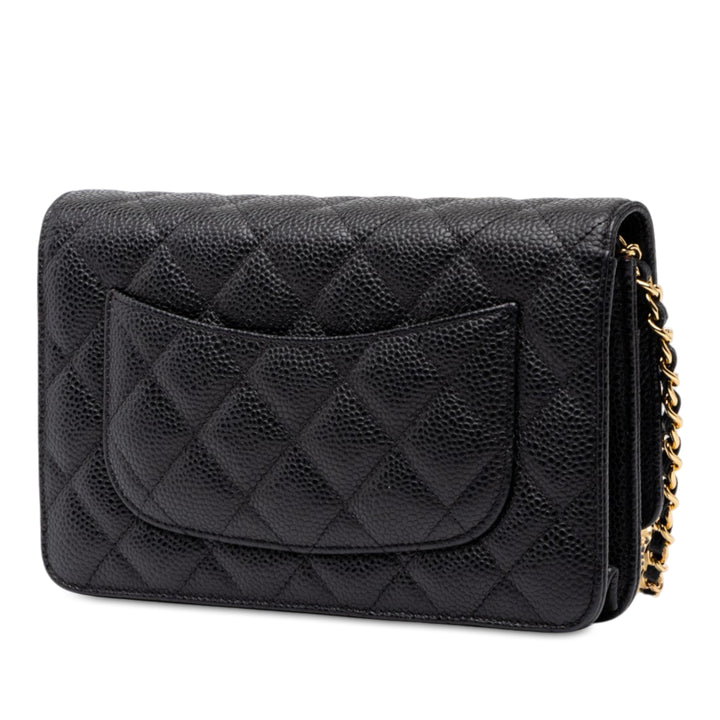 CC Matelassé Wallet on Chain Cuir caviar Noir