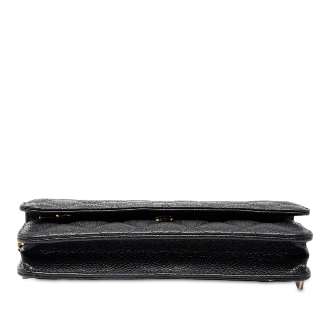 CC Matelassé Wallet on Chain Cuir caviar Noir