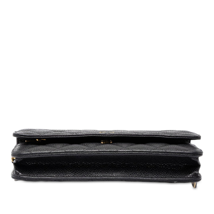 CC Matelassé Wallet on Chain Cuir caviar Noir