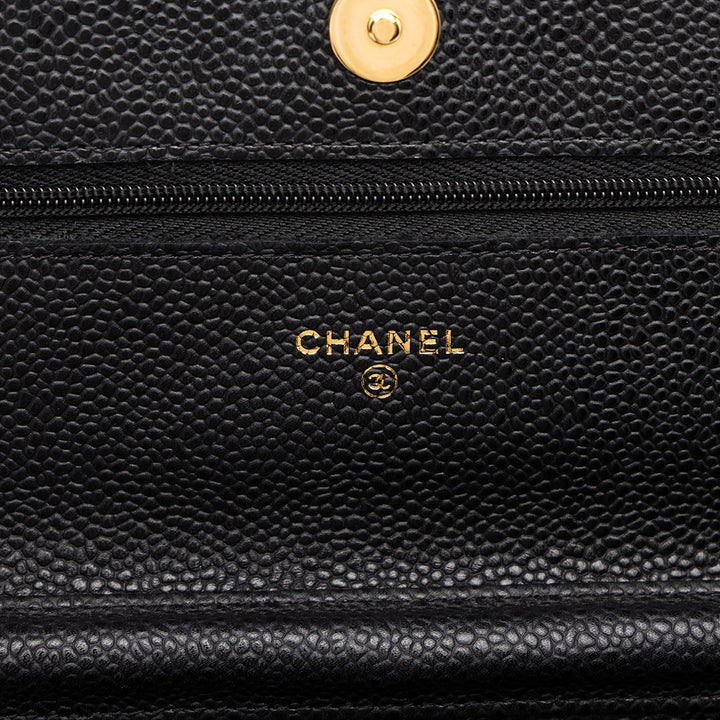 CC Matelassé Wallet on Chain Cuir caviar Noir