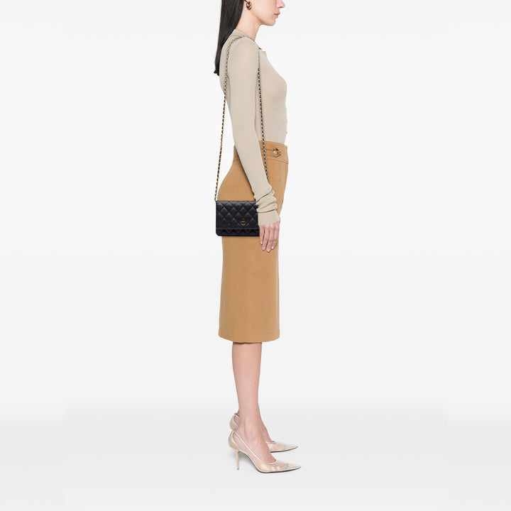 CC Matelassé Wallet on Chain Cuir caviar Noir