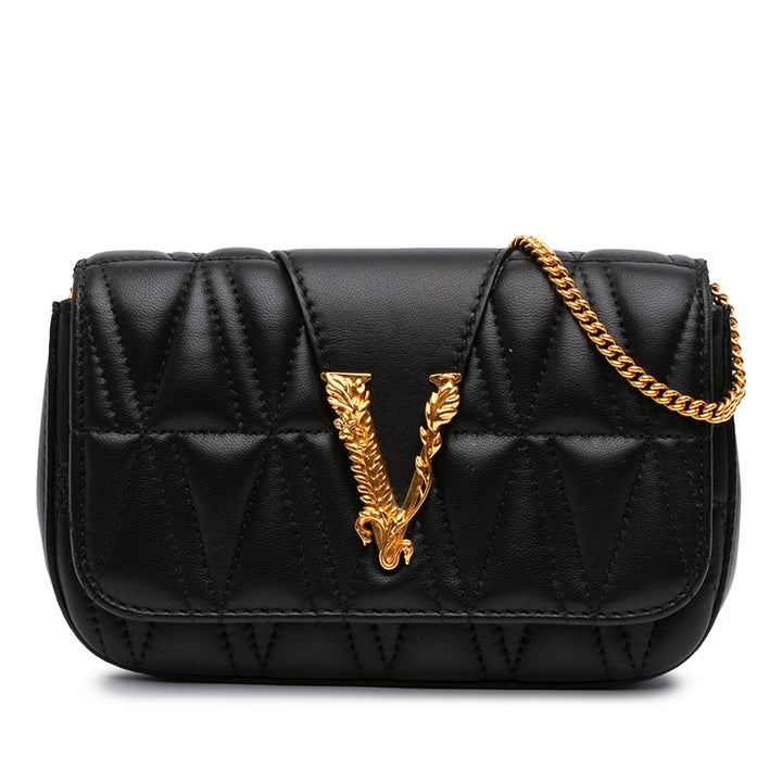 Versace Mini Matelassé Cuir Virtus V Sac porté croisé