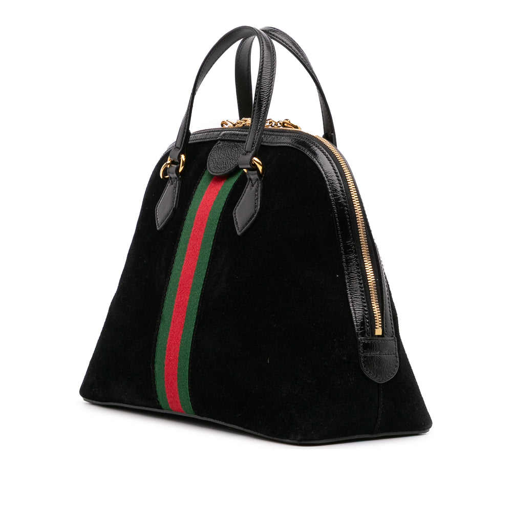 Medium Suede Ophidia Web Dome Satchel Black - Gaby Paris