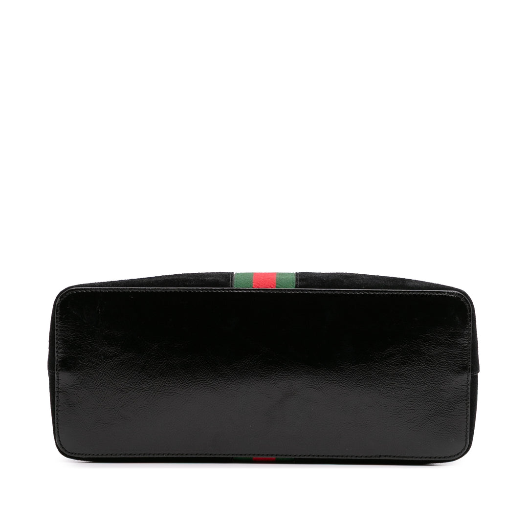 Medium Suede Ophidia Web Dome Satchel Black - Gaby Paris