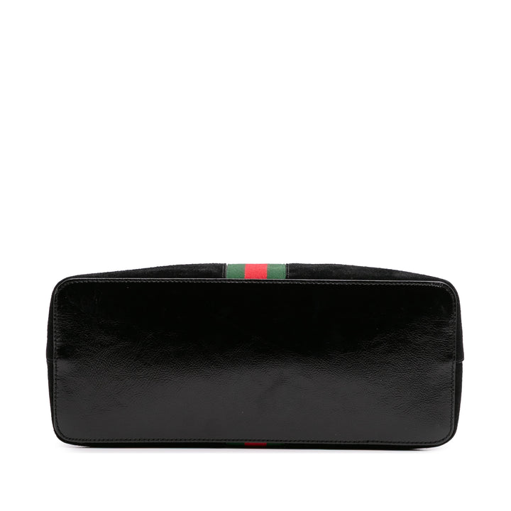 Medium Suede Ophidia Web Dome Satchel Black - Gaby Paris
