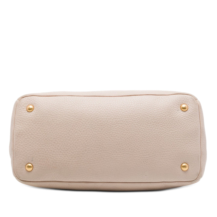 Prada Cabas Vitello Phenix Open Marron – vue 3 – GABY PARIS