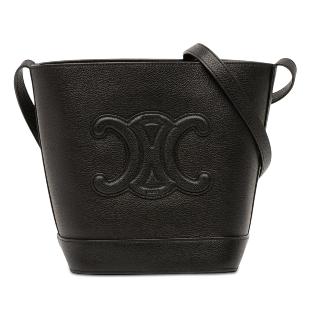 Celine Triomphe Sac seau Petit Cuir de veau Noir – vue principale – GABY PARIS