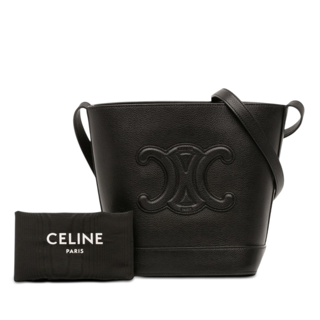 Celine Triomphe Sac seau Petit Cuir de veau Noir – vue 7 – GABY PARIS