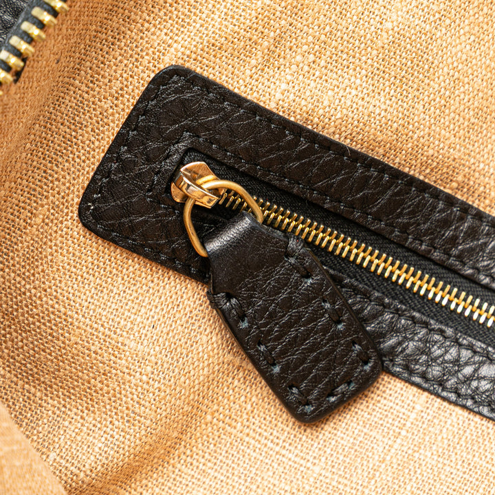 Pebbled Leather Selleria Dome Shoulder Bag Black - Gaby Paris