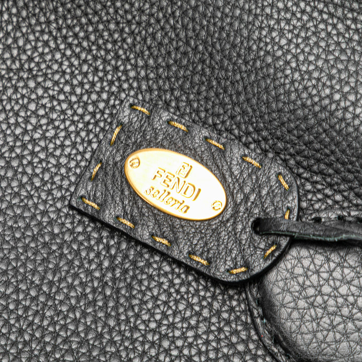 Pebbled Leather Selleria Dome Shoulder Bag Black - Gaby Paris