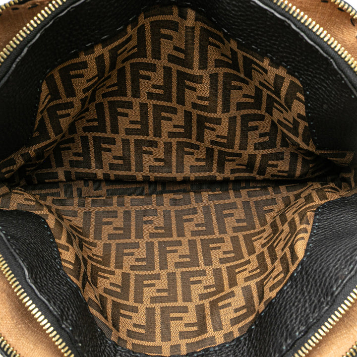 Pebbled Leather Selleria Dome Shoulder Bag Black - Gaby Paris