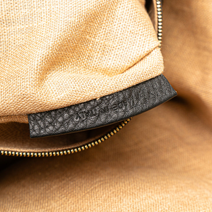 Pebbled Leather Selleria Dome Shoulder Bag Black - Gaby Paris