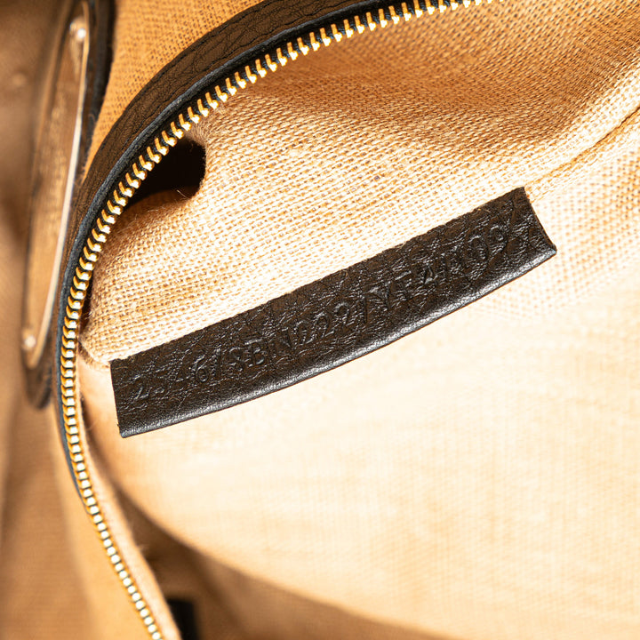 Pebbled Leather Selleria Dome Shoulder Bag Black - Gaby Paris