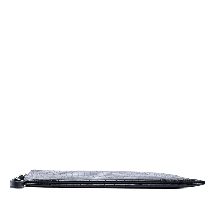 Saint Laurent Croc embossé Cuir Tiny Monogram Zipped Tablet Holder