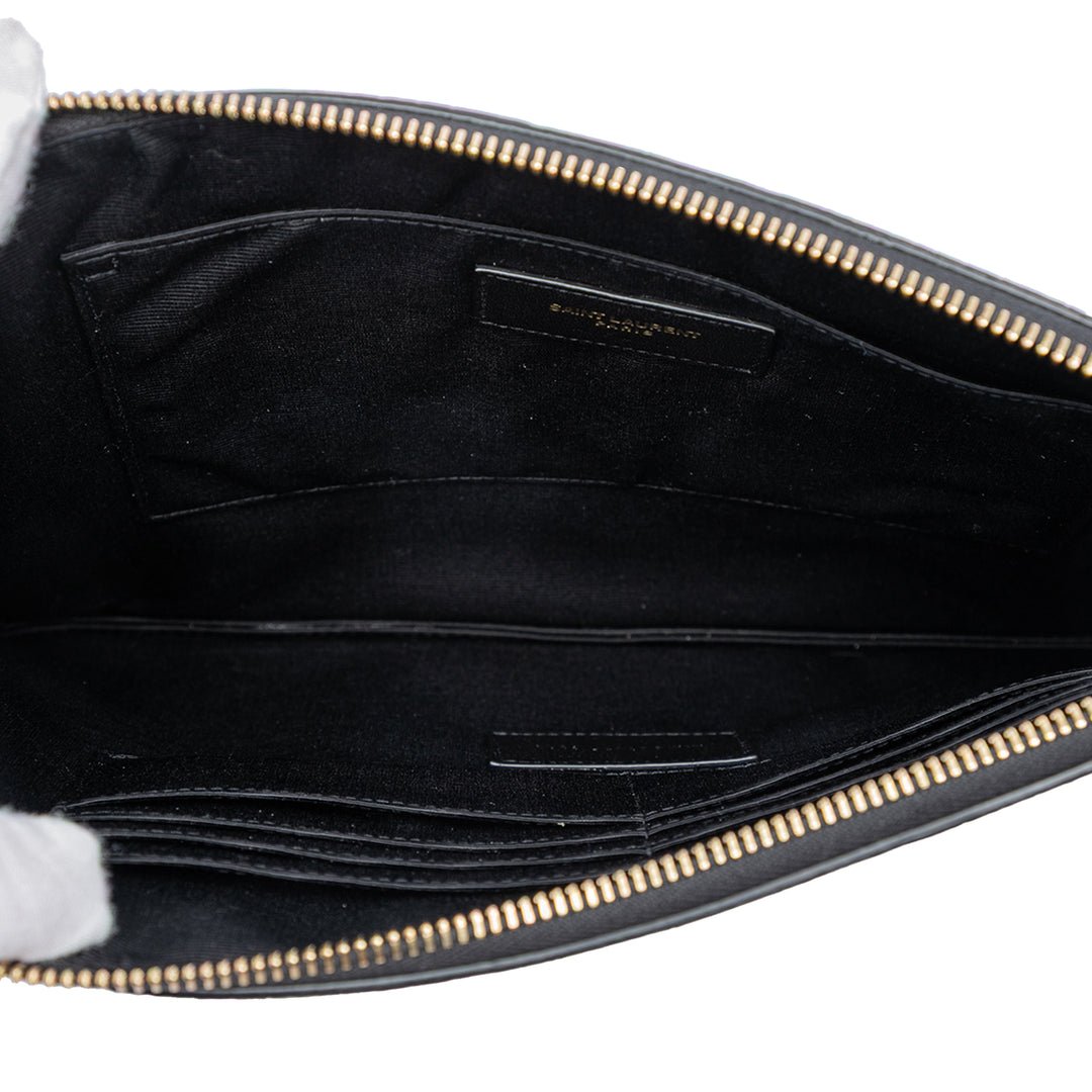 Saint Laurent Croc embossé Cuir Tiny Monogram Zipped Tablet Holder