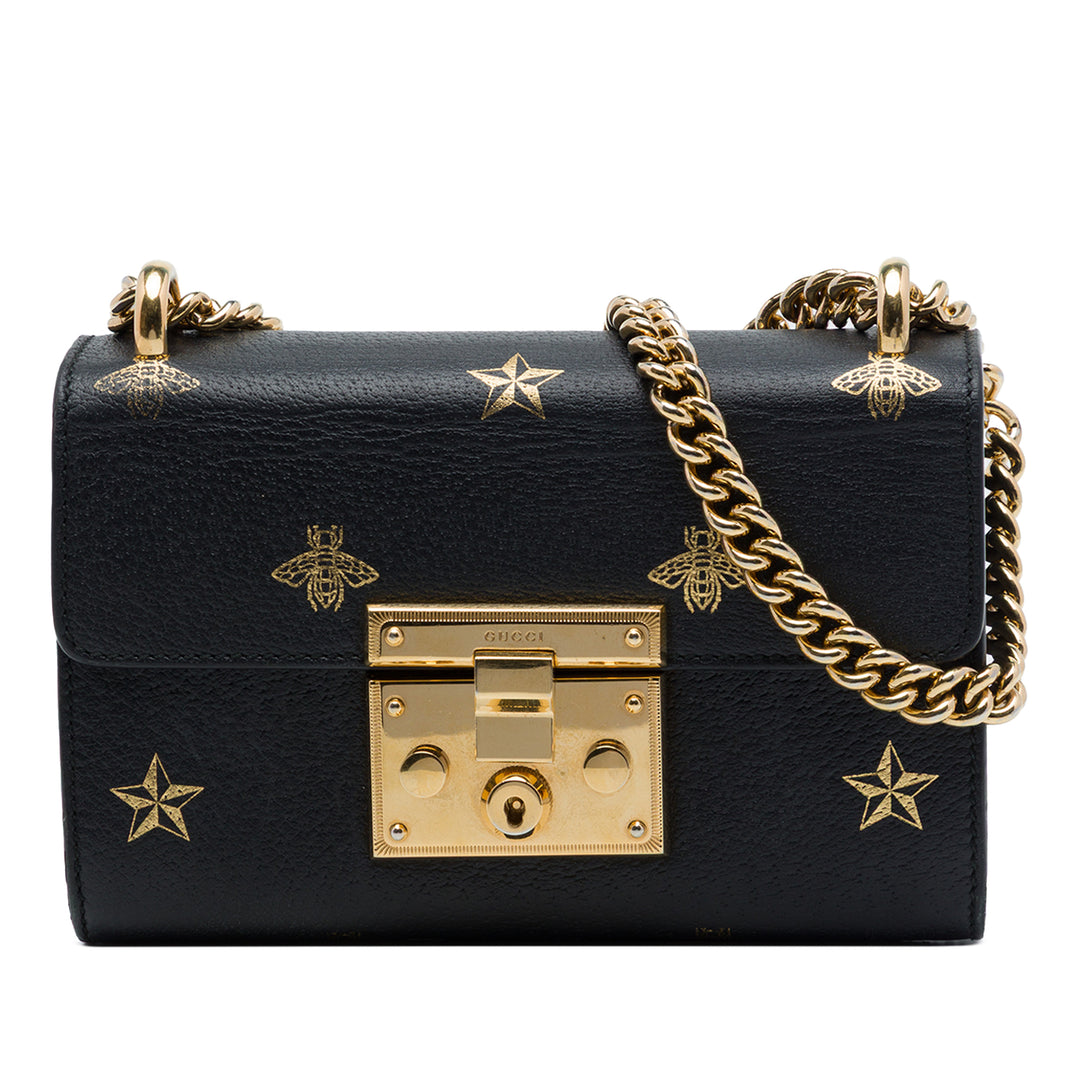 Bee Star Padlock Sac Petit Cuir de veau Noir