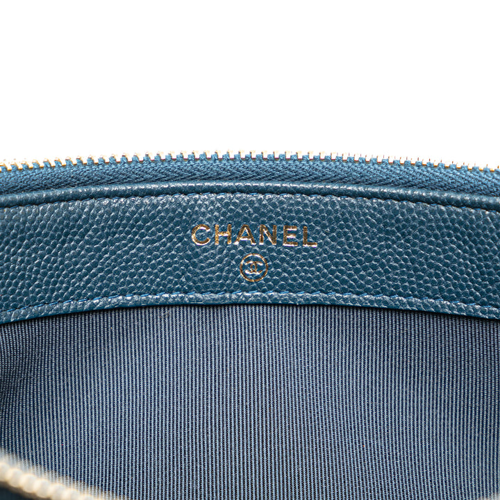 Quilted Caviar Clutch with Chain Blue - Gaby Paris