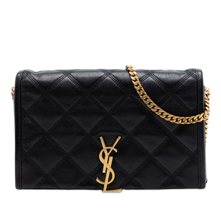 Saint Laurent Matelassé Diamond Cuir d’agneau Becky Wallet on Chain