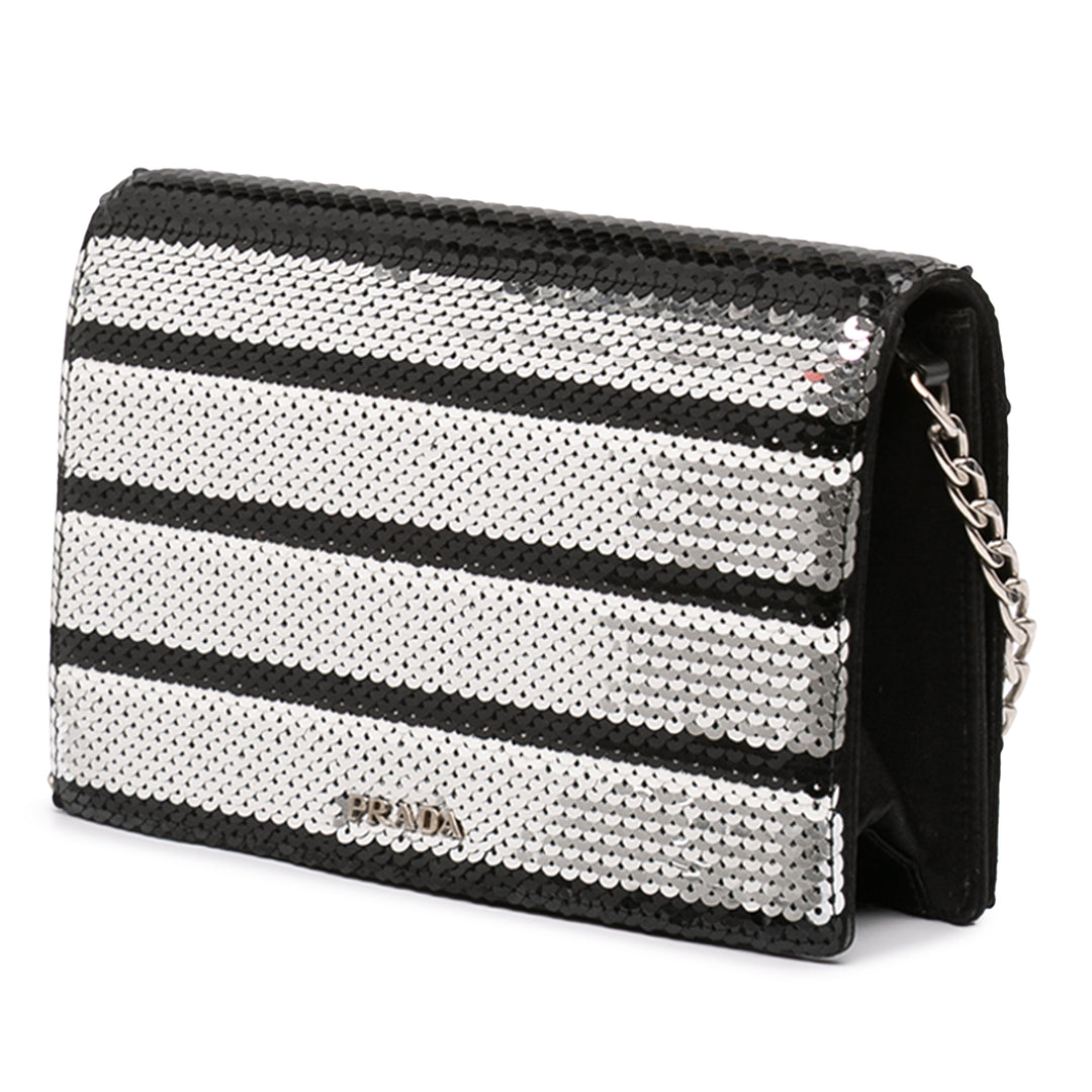 Prada Sequins Embellished Baia Chain à rabat