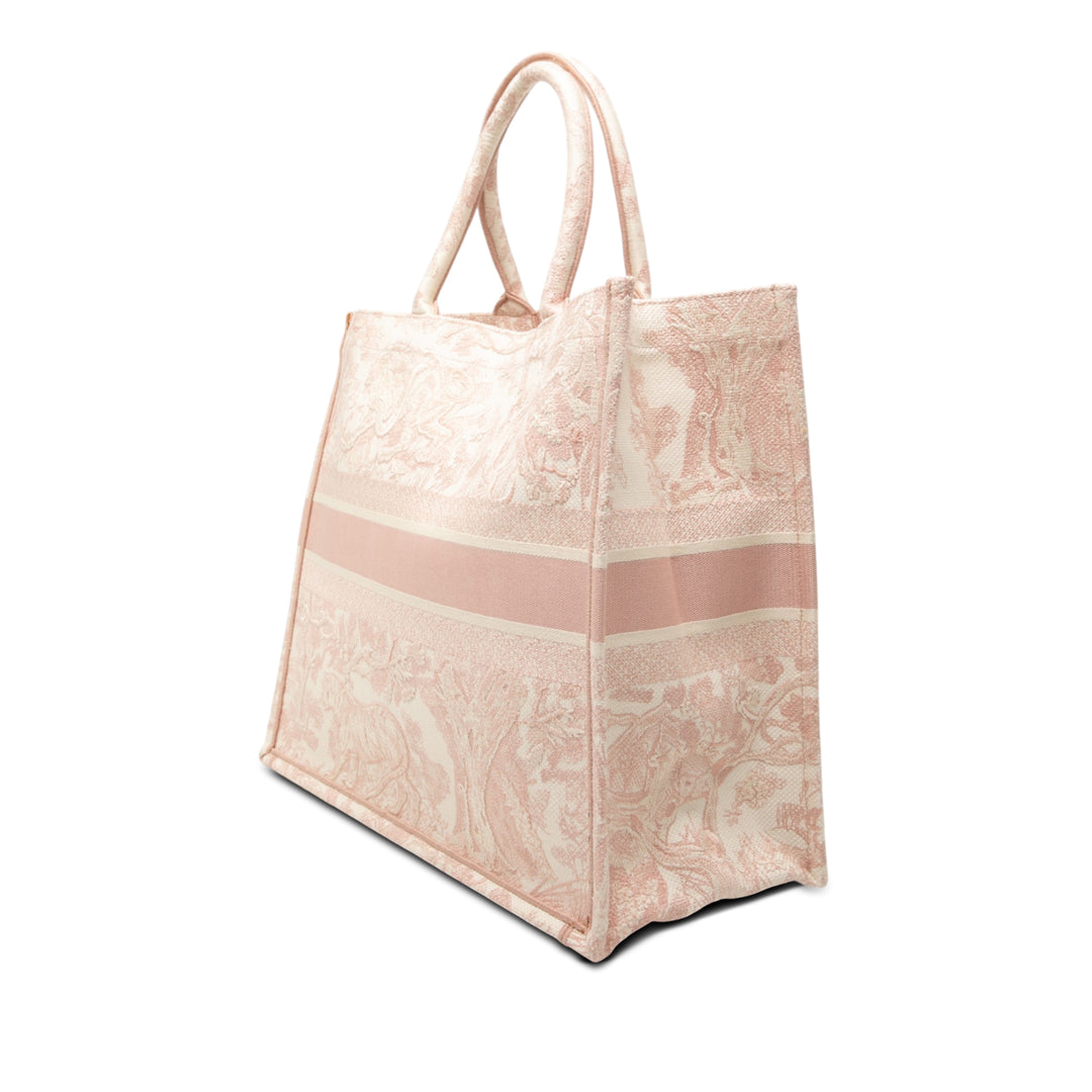 Dior Book Tote brodé Dioriviera De Jouy Grand Rose – vue 2 – GABY PARIS