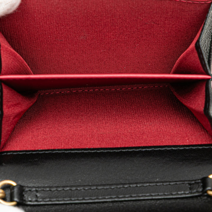 Chanel Matelassé Chanel 19 Porte-cartes avec chaîne Cuir d'agneau