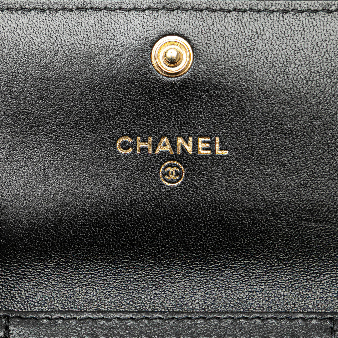 Chanel Matelassé Chanel 19 Porte-cartes avec chaîne Cuir d'agneau