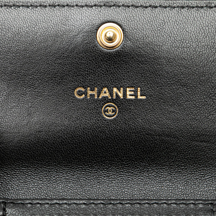 Chanel Matelassé Chanel 19 Porte-cartes avec chaîne Cuir d'agneau
