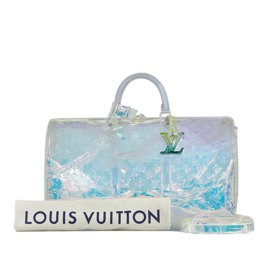 Monogram Prism Keepall Bandouliere 50 White - Gaby Paris