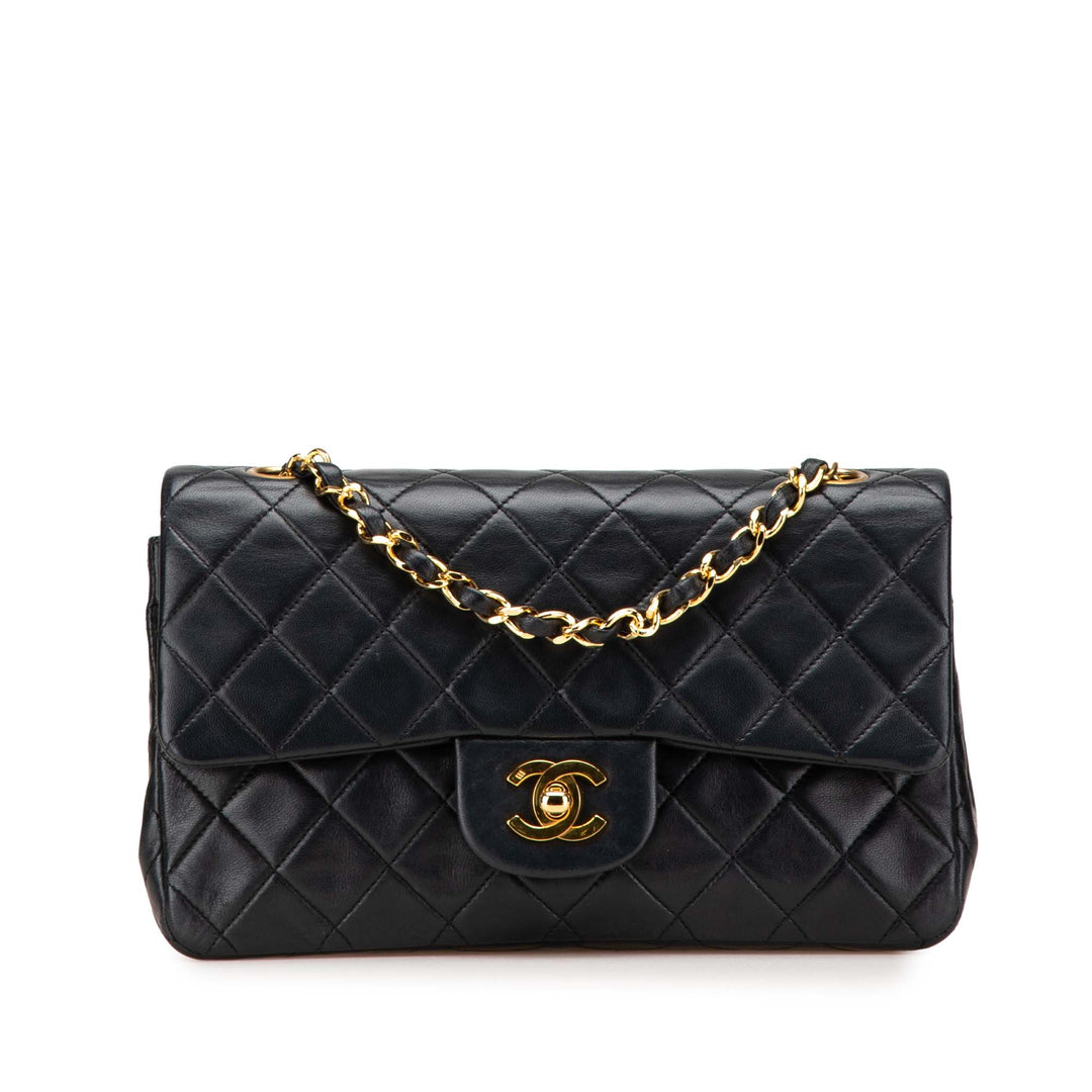 Small Classic Lambskin Double Flap Black - Gaby Paris