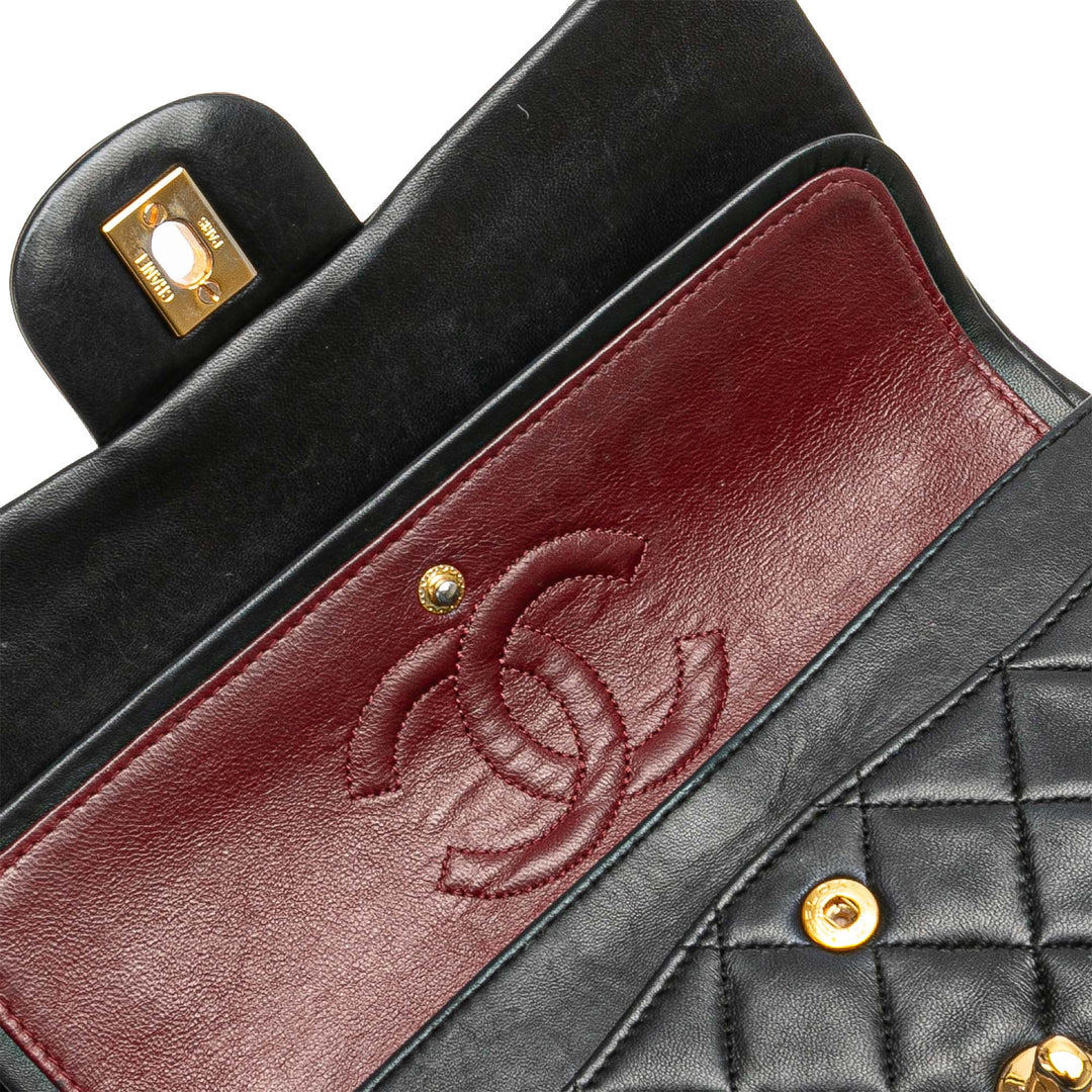 Small Classic Lambskin Double Flap Black - Gaby Paris
