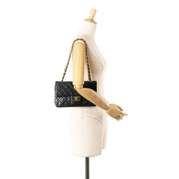 Small Classic Lambskin Double Flap Black - Gaby Paris