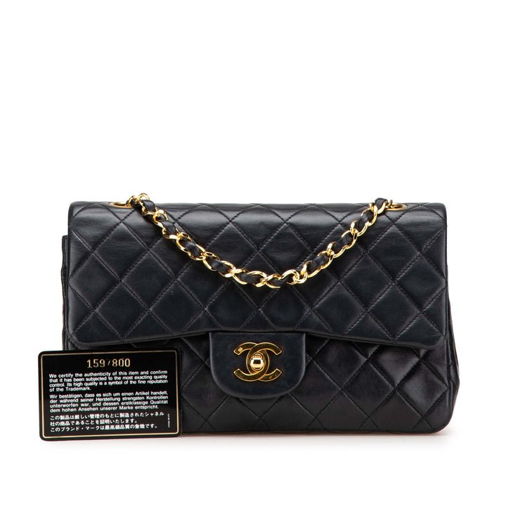 Small Classic Lambskin Double Flap Black - Gaby Paris