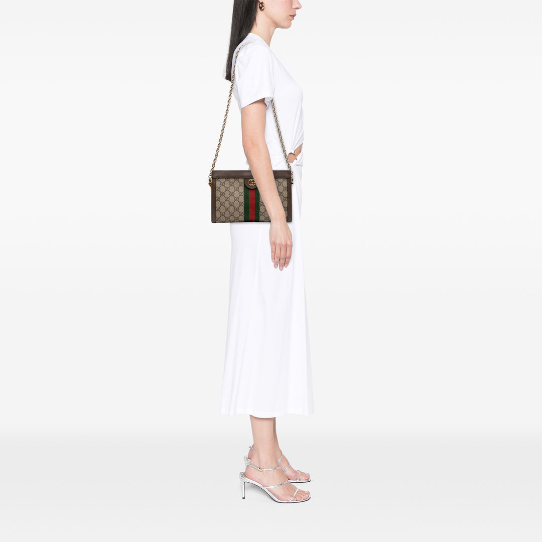 Gucci Small GG Supreme Web Ophidia Chain Sac porté croisé