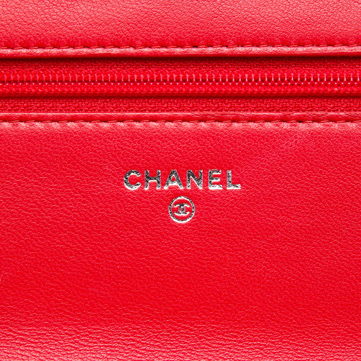 Matelassé Boy Wallet on Chain Cuir d'agneau Rouge