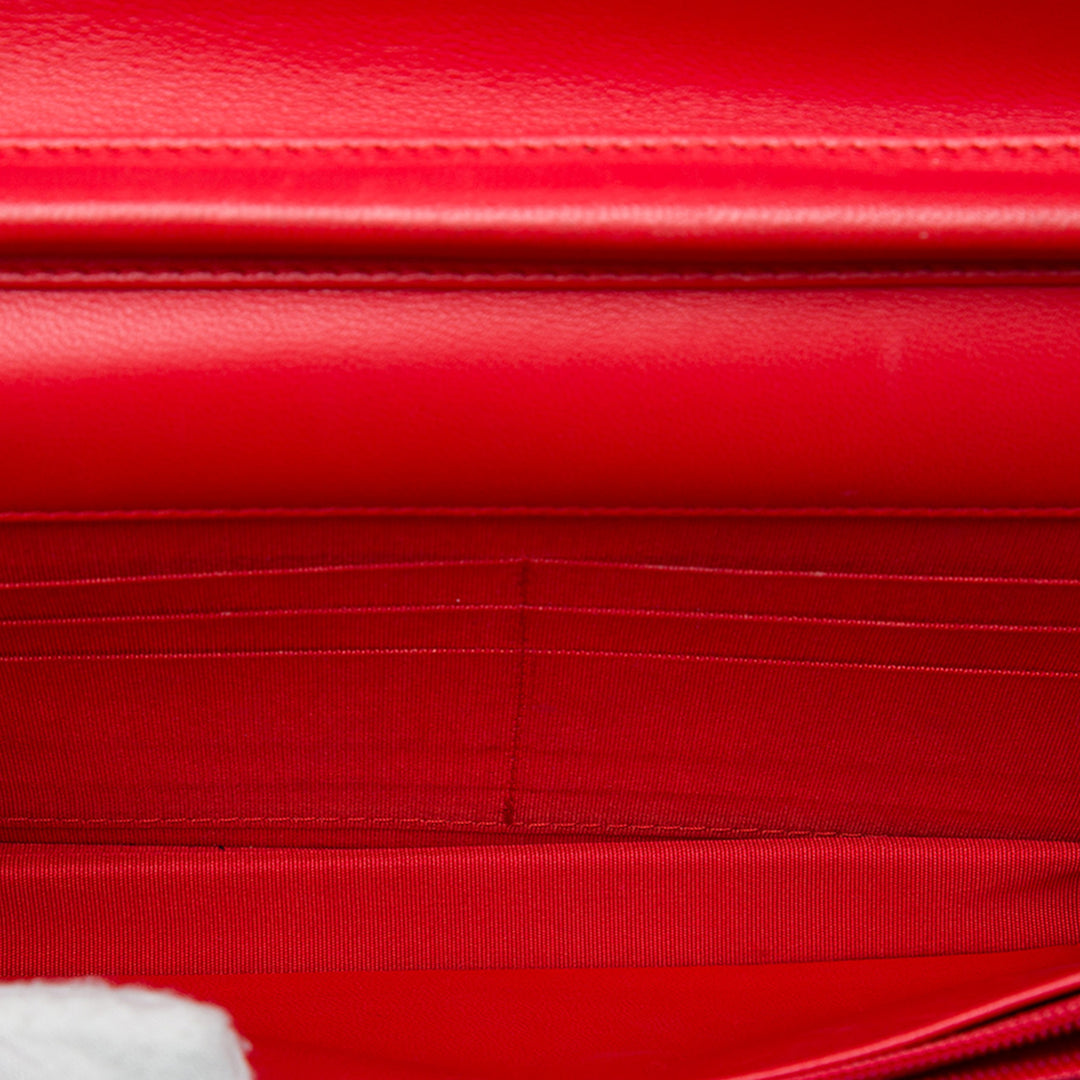 Matelassé Boy Wallet on Chain Cuir d'agneau Rouge