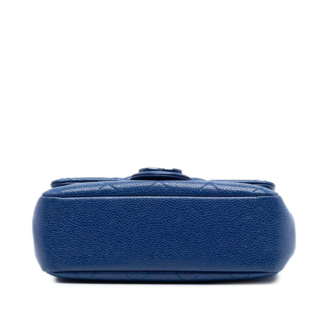 Carré Matelassé CC Incognito Rabat simple Mini Cuir caviar Bleu