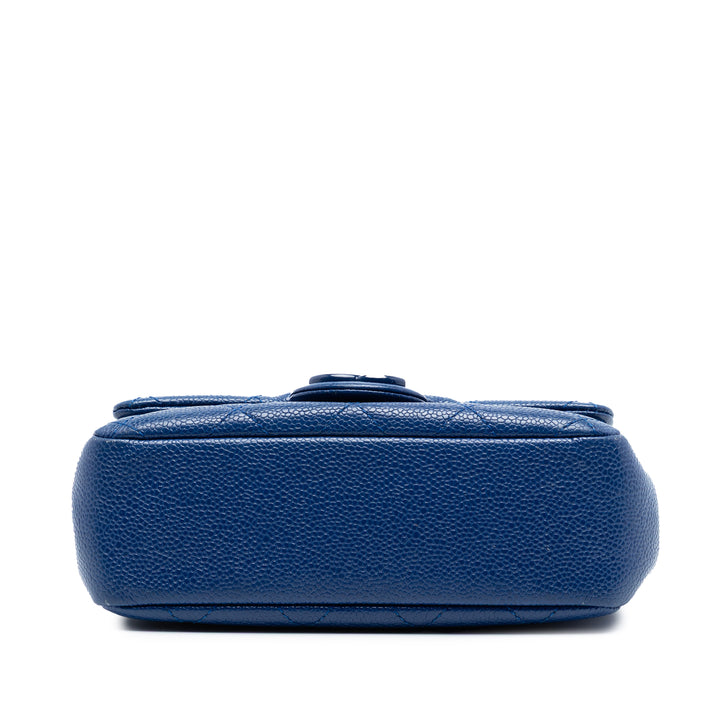 Carré Matelassé CC Incognito Rabat simple Mini Cuir caviar Bleu