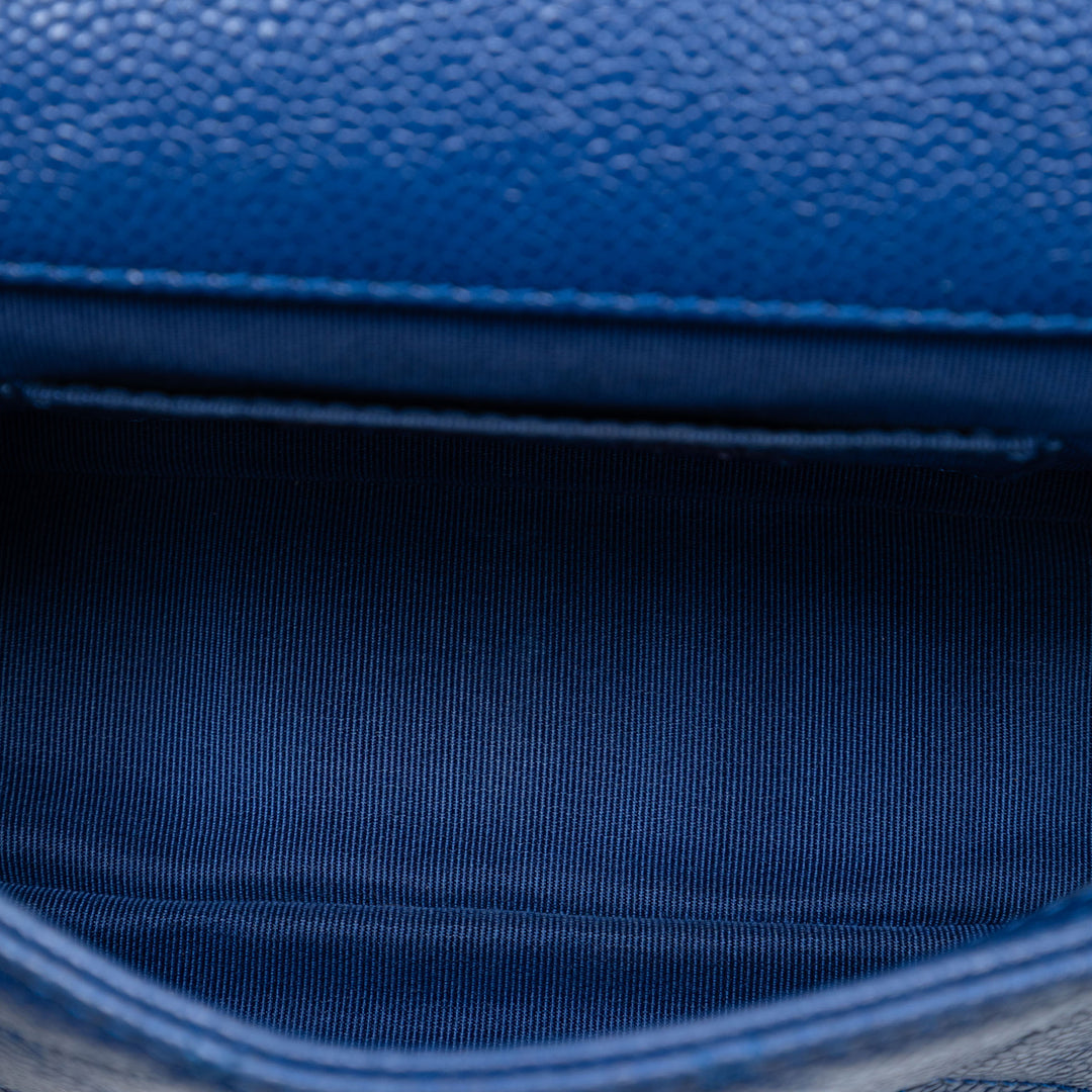 Carré Matelassé CC Incognito Rabat simple Mini Cuir caviar Bleu