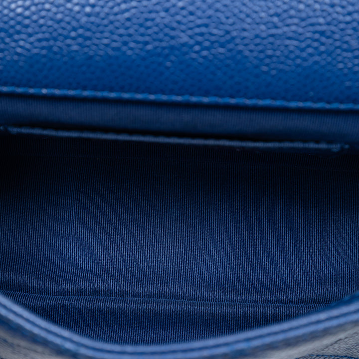 Carré Matelassé CC Incognito Rabat simple Mini Cuir caviar Bleu