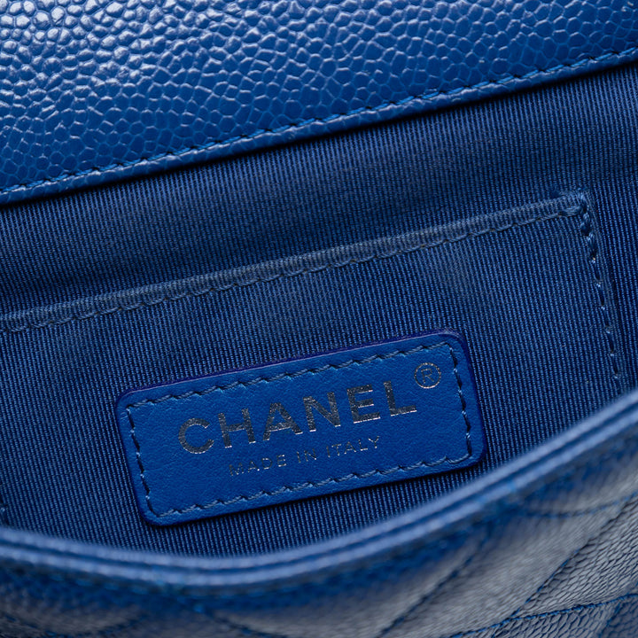 Carré Matelassé CC Incognito Rabat simple Mini Cuir caviar Bleu