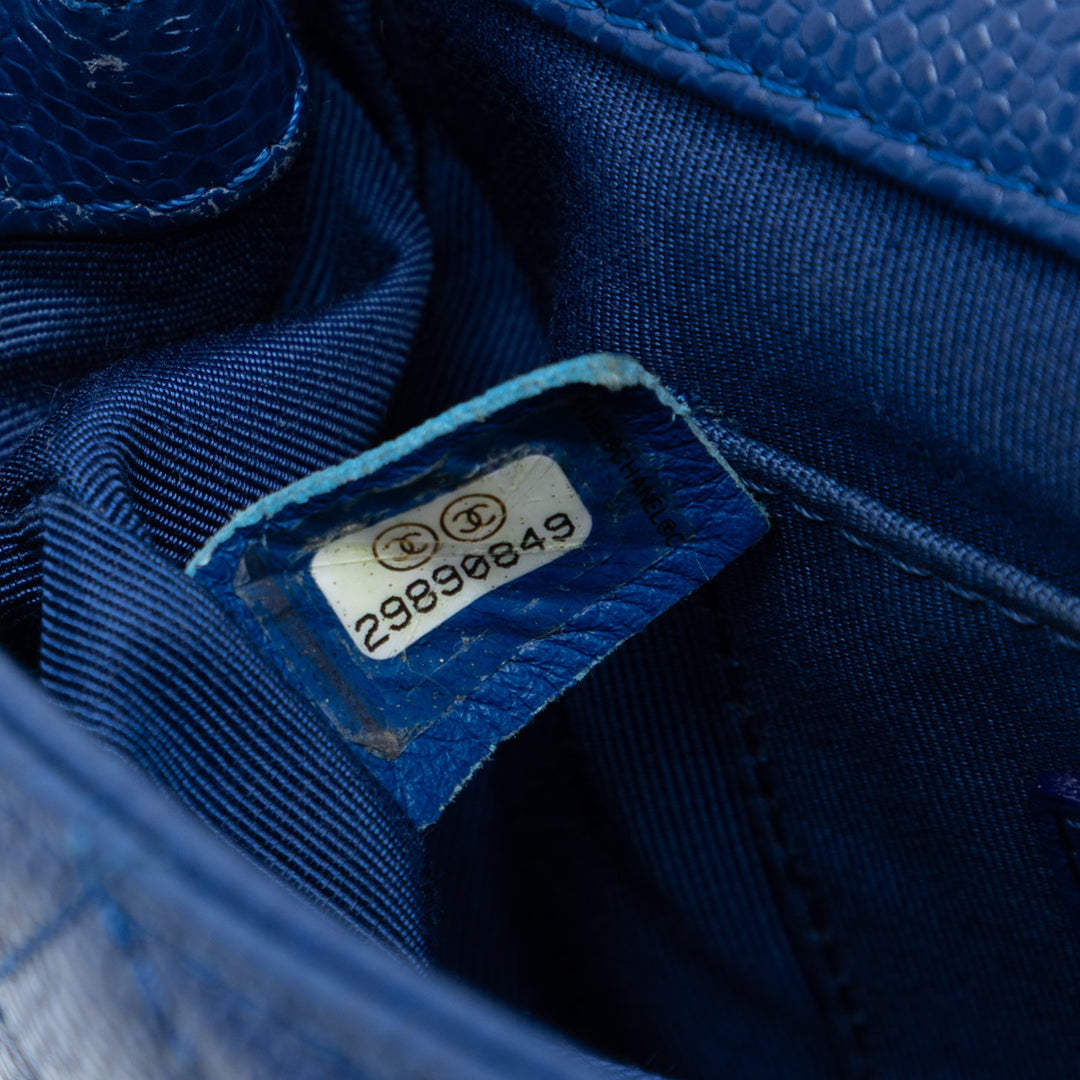 Carré Matelassé CC Incognito Rabat simple Mini Cuir caviar Bleu