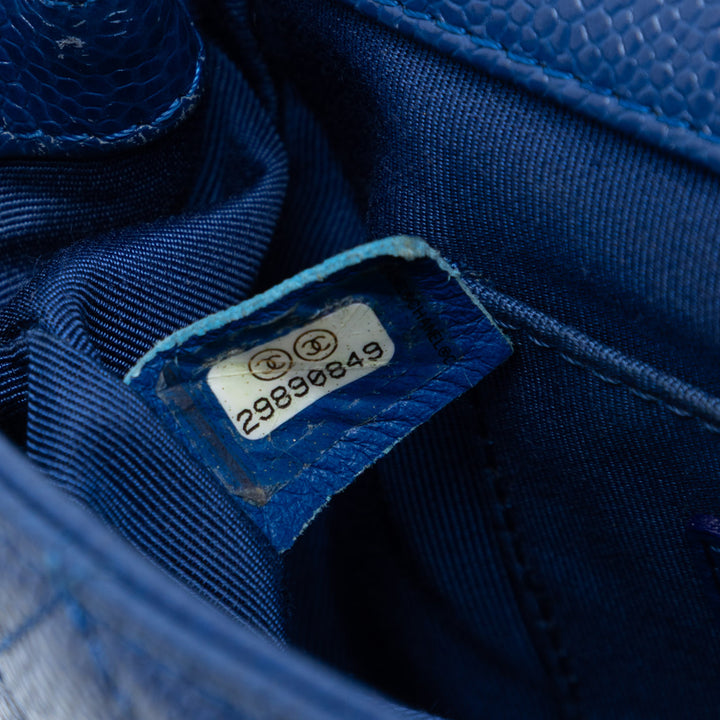 Carré Matelassé CC Incognito Rabat simple Mini Cuir caviar Bleu