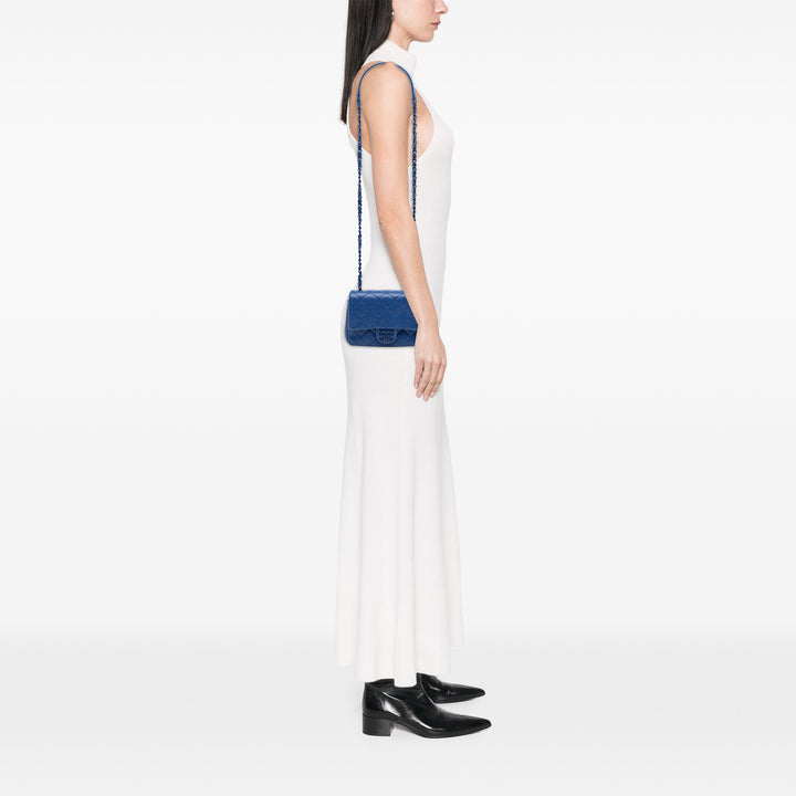 Carré Matelassé CC Incognito Rabat simple Mini Cuir caviar Bleu
