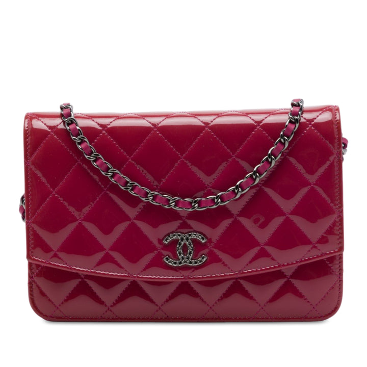 CC Matelassé Brilliant Wallet on Chain Rose