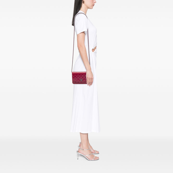 CC Matelassé Brilliant Wallet on Chain Rose