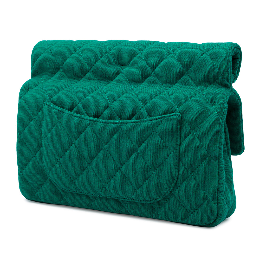 Chanel CC Matelassé Jersey Roll Pochette Vert