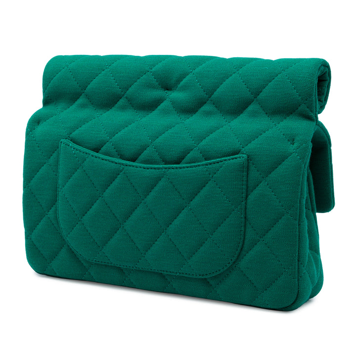 Chanel CC Matelassé Jersey Roll Pochette Vert