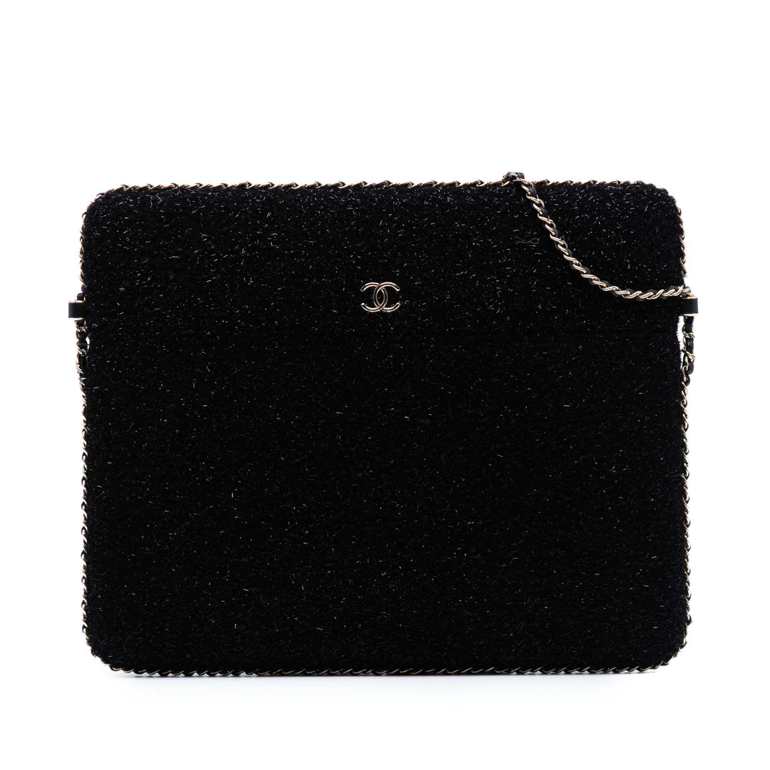 Chanel CC Tweed Sac rond à chaîne Tablet Holder Sac porté croisé