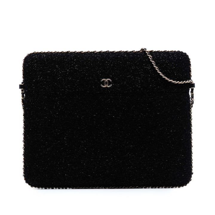 Chanel CC Tweed Sac rond à chaîne Tablet Holder Sac porté croisé