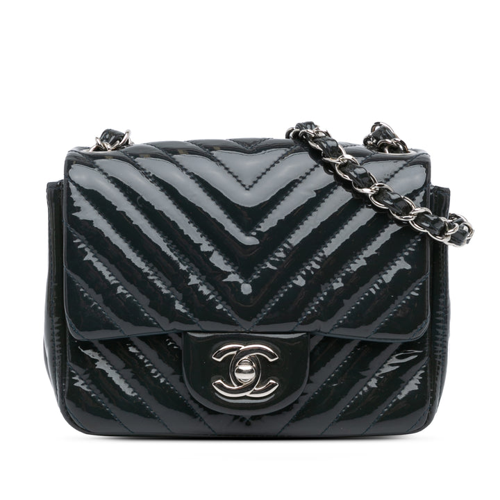 Chanel Classic Carré Chevron Rabat simple Mini Cuir